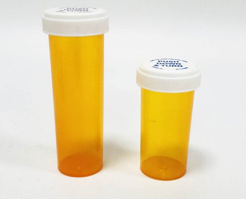 30Dram Amber Plastic Reversible Cap Vials