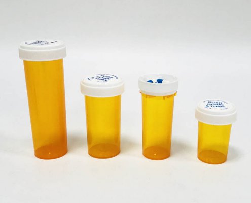 30Dram Amber Plastic Reversible Cap Vials