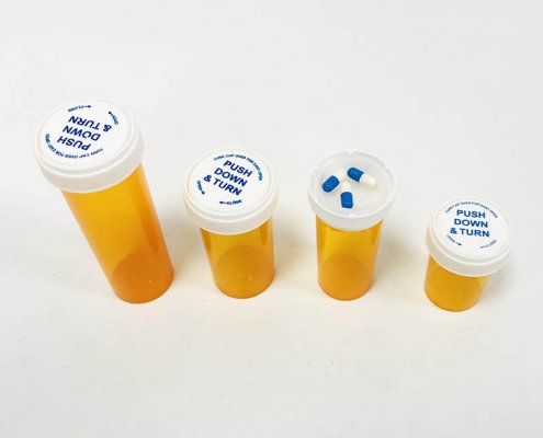 30Dram Amber Plastic Reversible Cap Vials