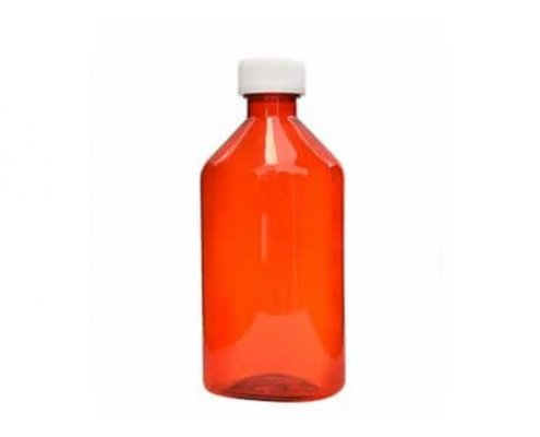 12oz Amber Oval Liquid Bottle With CR Cap