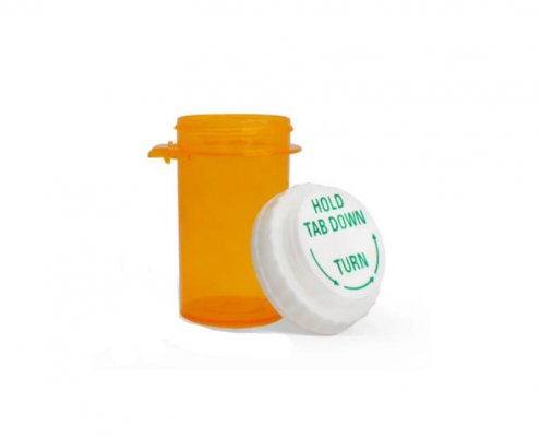 20DR Hold Tab Down And Turn Prescription Bottle