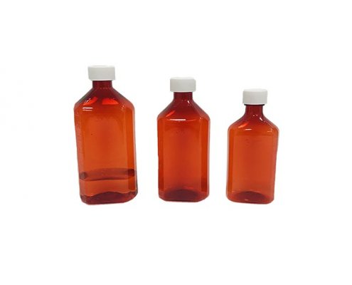 Amber Oval Liquid Medicine Bottles With Screw Cap