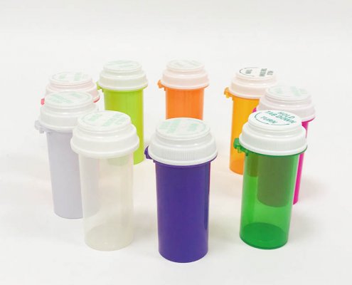 Colorful Hold Tab Down And Turn Medicine Bottle