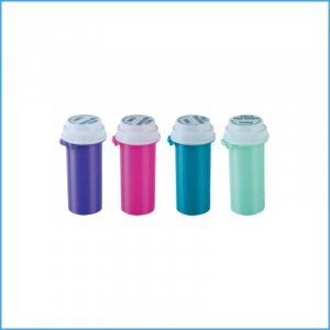 Colorful Hold Tab Down And Turn Medicine Bottle